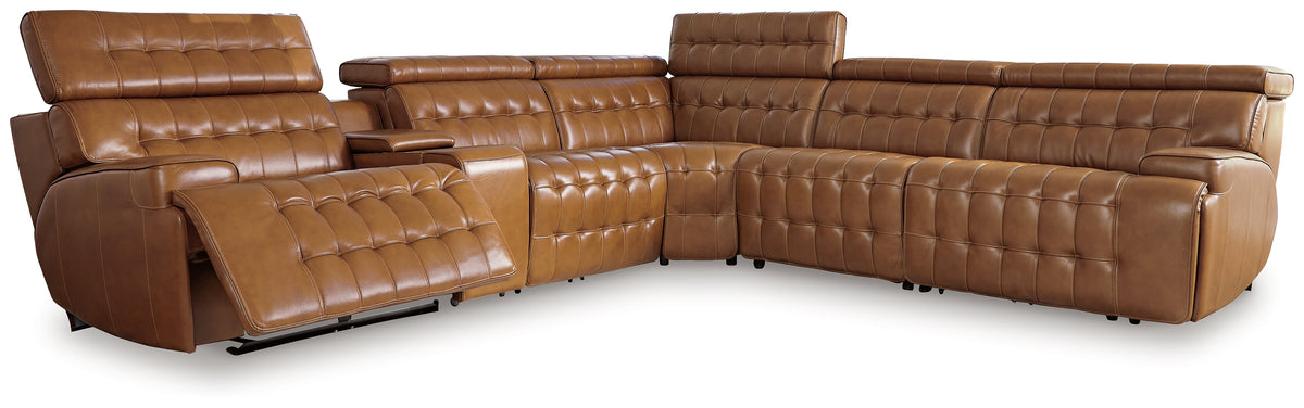 Diamond Furniture - Ashley Furniture - Temmpton Sectional - 6-Piece Power Reclining Sectional / Chocolate - U92708S5