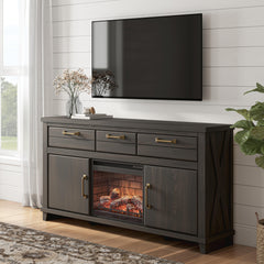 Diamond Furniture - Ashley Furniture - Brazen Valley 71" TV Stand with Electric Fireplace - 71" TV Stand with Electric Fireplace - W2648W2