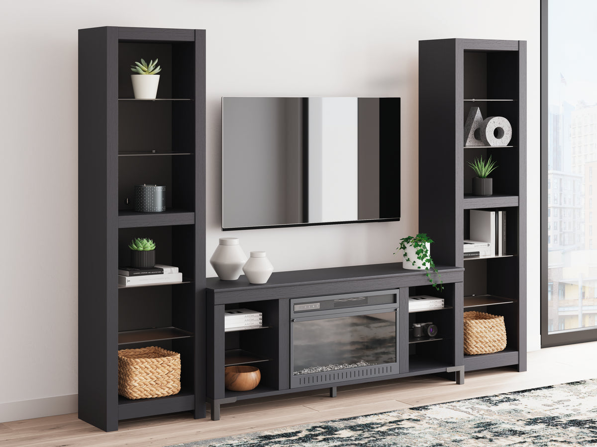 Diamond Furniture - Ashley Furniture - Cayberry 3-Piece Entertainment Center with Electric Fireplace - 3-Piece Entertainment Center with Electric Fireplace / Black - W2721W2