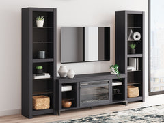 Diamond Furniture - Ashley Furniture - Cayberry 3-Piece Entertainment Center with Electric Fireplace - 3-Piece Entertainment Center with Electric Fireplace / Black - W2721W2