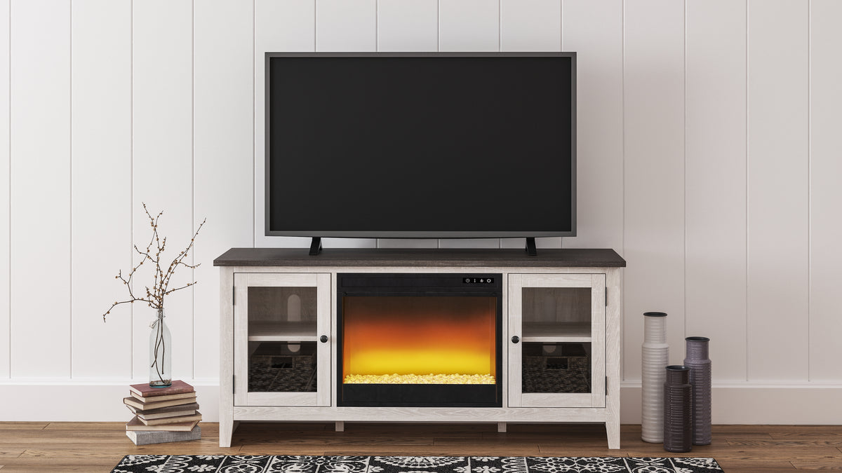 Diamond Furniture - Ashley Furniture - Dorrinson 60" TV Stand with Electric Fireplace - 60" TV Stand with Electric Fireplace / Two-tone - W287W2