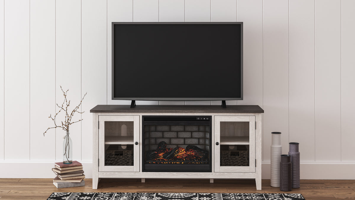 Diamond Furniture - Ashley Furniture - Dorrinson 60" TV Stand with Electric Fireplace - 60" TV Stand with Electric Fireplace / Two-tone - W287W3