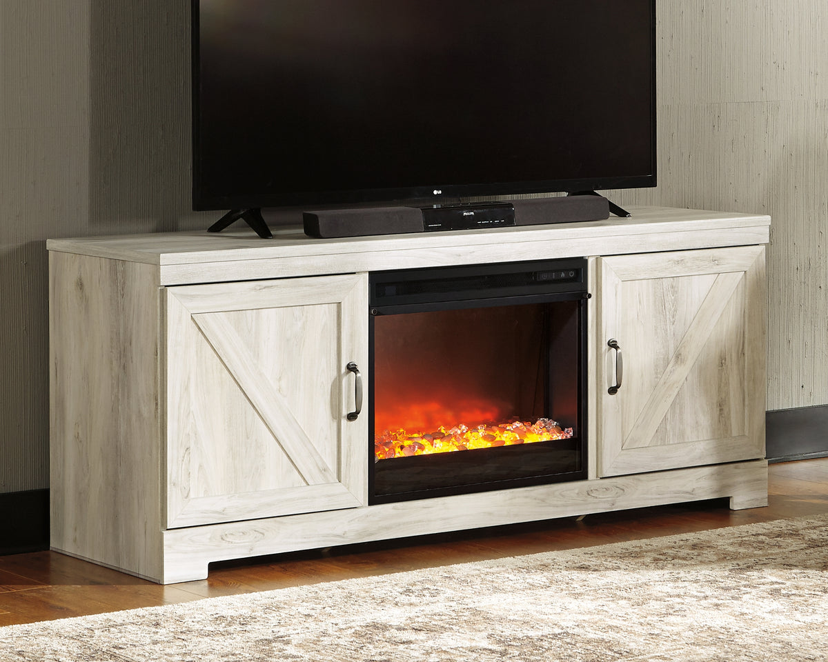 Diamond Furniture - Ashley Furniture - Bellaby 63" TV Stand with Fireplace - 63" TV Stand with Fireplace / Whitewash - W331W4