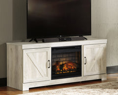 Diamond Furniture - Ashley Furniture - Bellaby 63" TV Stand with Electric Fireplace - 63" TV Stand with Electric Fireplace / Whitewash - W331W9