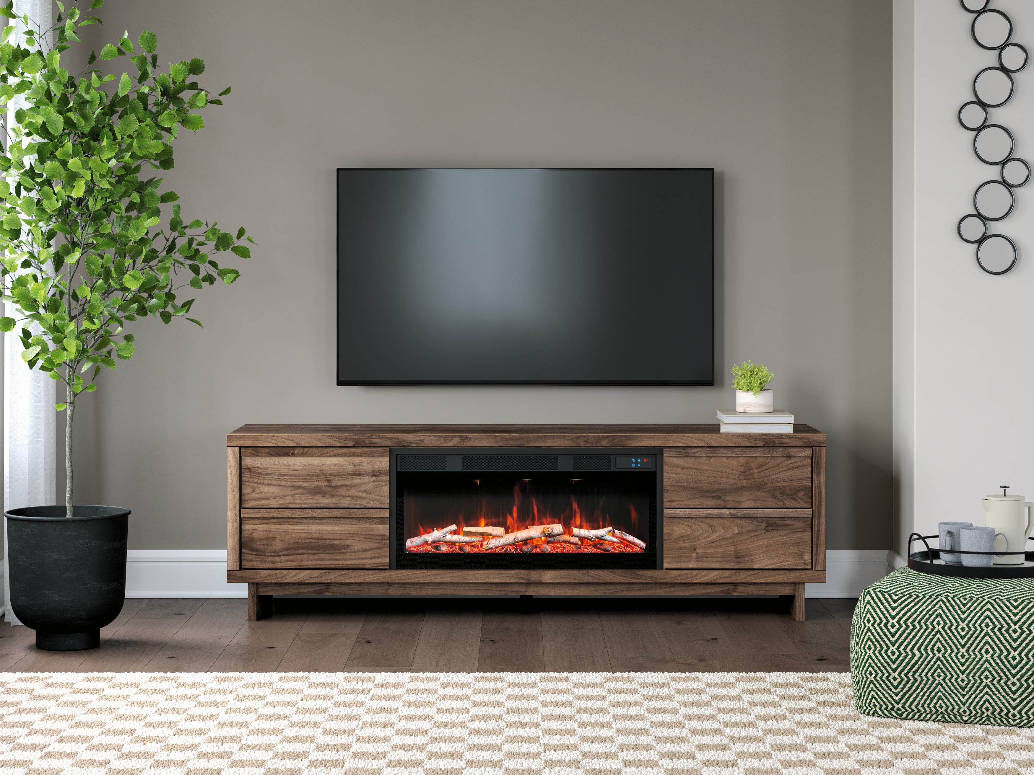 Diamond Furniture - Ashley Furniture - Zadilyn 72" TV Stand with Electric Fireplace - 72" TV Stand with Electric Fireplace / Brown - W3367W1
