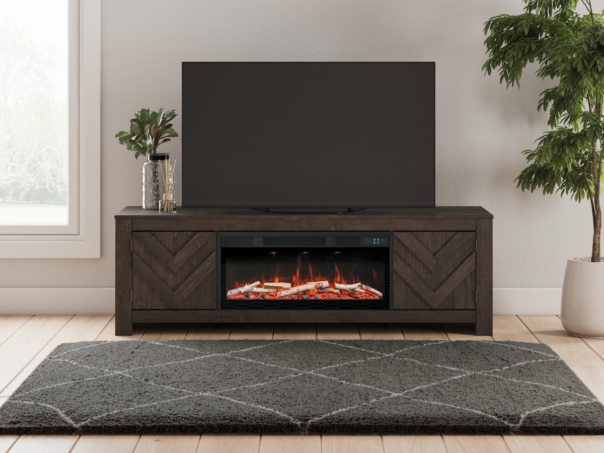 Diamond Furniture - Ashley Furniture - Cayboni 71" TV Stand with Electric Fireplace - 71" TV Stand with Electric Fireplace / Black - W3789W1