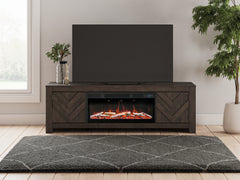 Diamond Furniture - Ashley Furniture - Cayboni 71" TV Stand with Electric Fireplace - 71" TV Stand with Electric Fireplace / Black - W3789W1