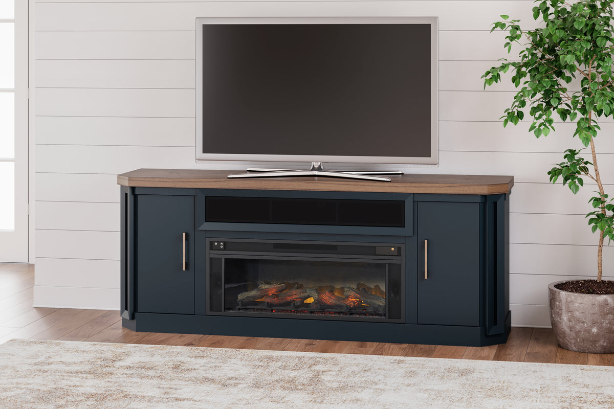 Diamond Furniture - Ashley Furniture - Landocken 83" TV Stand - 83" / Brown/Blue - W402-68