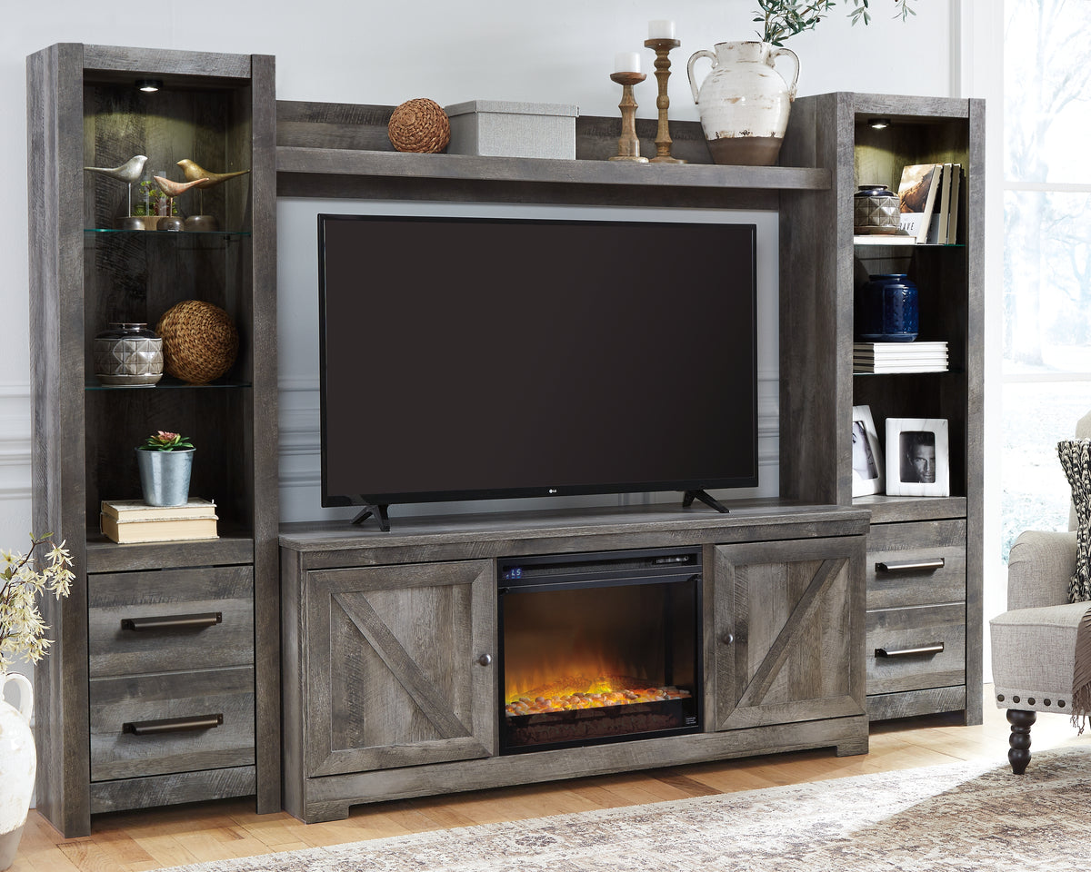 Diamond Furniture - Ashley Furniture - Wynnlow 4-Piece Entertainment Center with Electric Fireplace - 4-Piece Entertainment Center with Electric Fireplace - W440W5