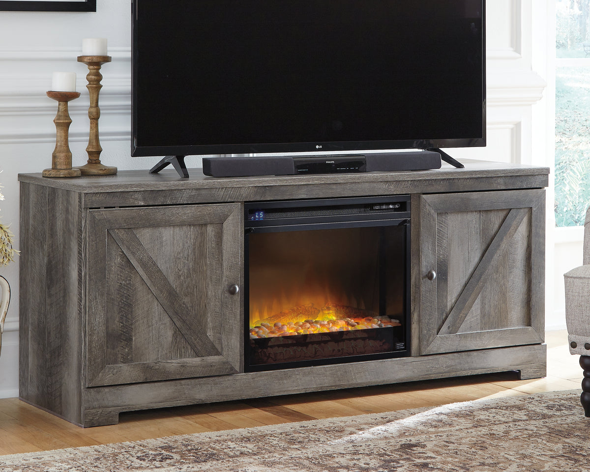 Diamond Furniture - Ashley Furniture - Wynnlow 63" TV Stand with Electric Fireplace - 63" TV Stand with Electric Fireplace / Gray - W440W4