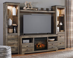 Diamond Furniture - Ashley Furniture - Trinell 4-Piece Entertainment Center with Electric Fireplace - 4-Piece Entertainment Center with Electric Fireplace / Brown - W446W8