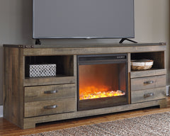 Diamond Furniture - Ashley Furniture - Trinell 63" TV Stand with Electric Fireplace - 63" TV Stand with Electric Fireplace / Brown - W446W5