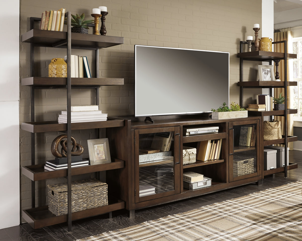 Diamond Furniture - Ashley Furniture - Starmore Entertainment Center - 3-Piece Entertainment Center / Brown/Gunmetal - W633W1