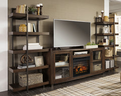 Diamond Furniture - Ashley Furniture - Starmore 3-Piece Wall Unit with Electric Fireplace - 3-Piece Wall Unit with Electric Fireplace / Brown/Gunmetal - W633W6