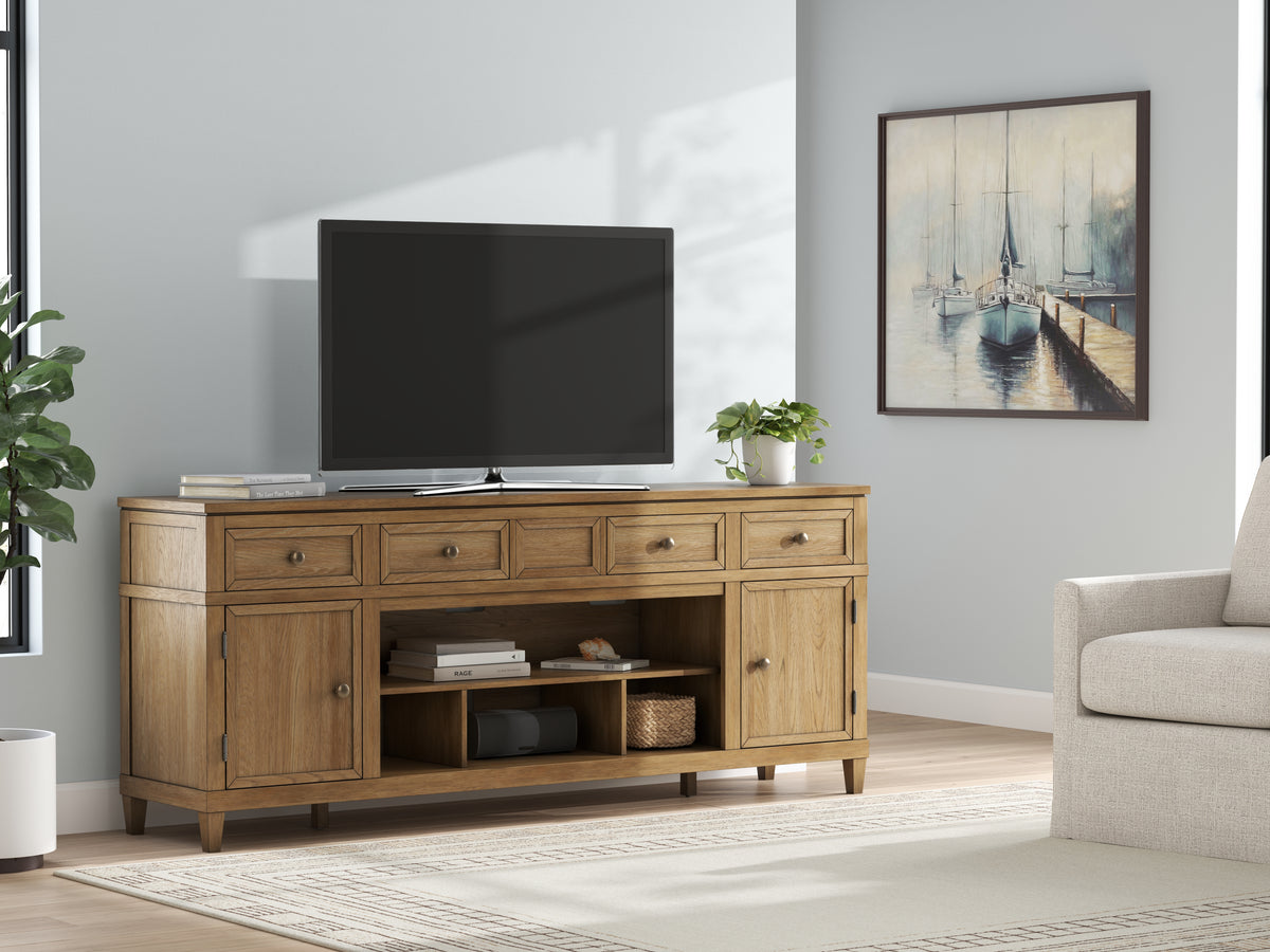 Diamond Furniture - Ashley Furniture - Sharlance 81" TV Stand - 81" / Light Brown - W655-68