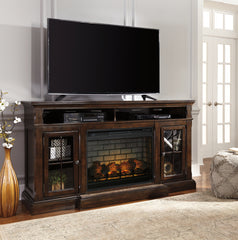 Diamond Furniture - Ashley Furniture - Roddinton 72" TV Stand with Electric Fireplace - 72" TV Stand with Electric Fireplace / Dark Brown - W701W8