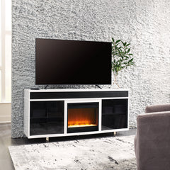 Diamond Furniture - Ashley Furniture - Gardoni 72" TV Stand with Electric Fireplace - 72" TV Stand with Electric Fireplace / White/Black - W756W1