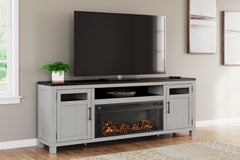 Diamond Furniture - Ashley Furniture - Darborn 88" TV Stand with Electric Fireplace - 88" TV Stand with Electric Fireplace / Gray/Brown - W796W1