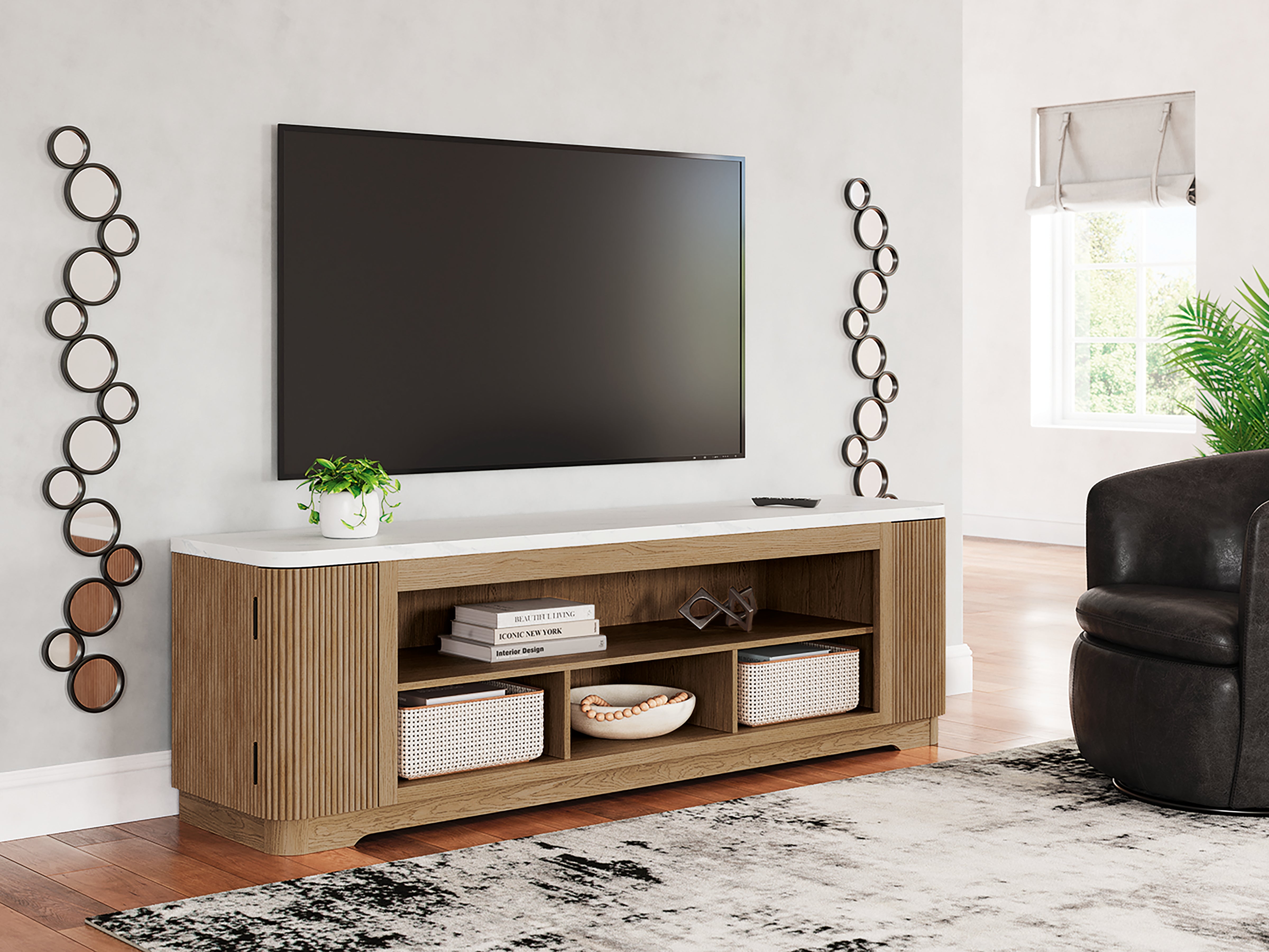 Diamond Furniture - Ashley Furniture - Camdill 80" TV Stand - 80" / Light Brown - W808-68