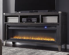 Diamond Furniture - Ashley Furniture - Todoe 65" TV Stand with Electric Fireplace - 65" TV Stand with Electric Fireplace / Gray - W901W1