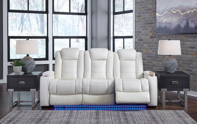 White Party Time Power Reclining Loveseat with Console - Diamond Furniture